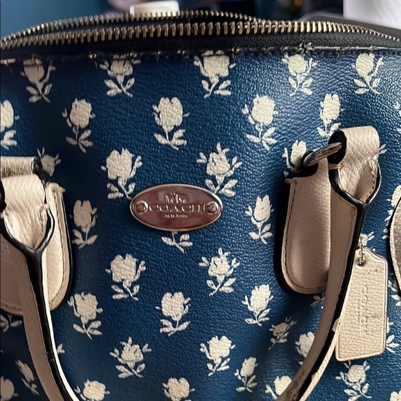 Coach Blue and White Floral Satchel - Picture 6 of 6